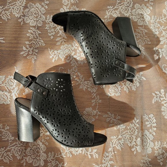 Maddison Womens Leather Heels, Black - Picture 1 of 7